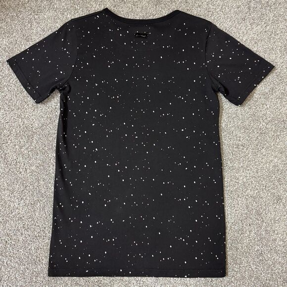 Inspected London Shirt Mens Small Black White Speckle Print T-Shirt Tee Crewneck - Picture 2 of 6
